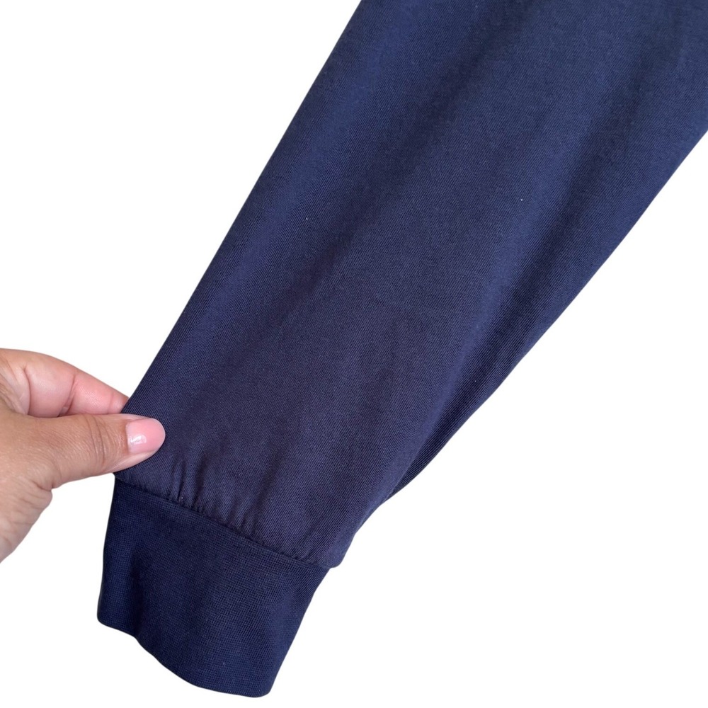 Dude Robe Mens Hooded Lounge Bathrobe Size S/M Navy Tie Closure Pockets - Picture 4 of 9
